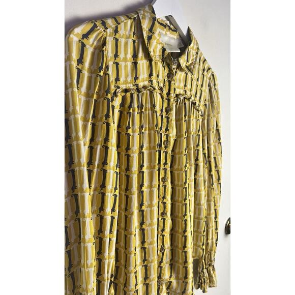 Anthropologie Maeve Fredericka Button Down Shirt Dachshund Dog Size 2 - Picture 4 of 10